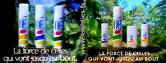 ANNEES 80, Pub, pubs, publicités, déodorants, Sintony, Impulse, fun, Oé, Printil, Cache-cache, Vie active, nostalgie, 80's, souvenirs, trentenaires, déo, disparus
